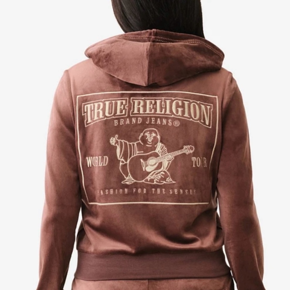 TRUE RELIGION VELOUR Lurex Hoodie in Rich Brown - 
  🏷️ FINAL PRICE.